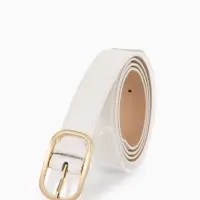 Ремень жен 05-01-01-01, Июнь2512, 3*0,3*110 см, без винта, пряж золото, 1 прокол, белый