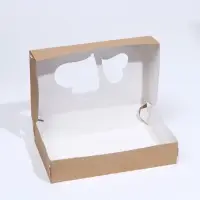 Коробка, складная, крафт, &laquo;Сердца&raquo;, 20&times;12&times;4 см