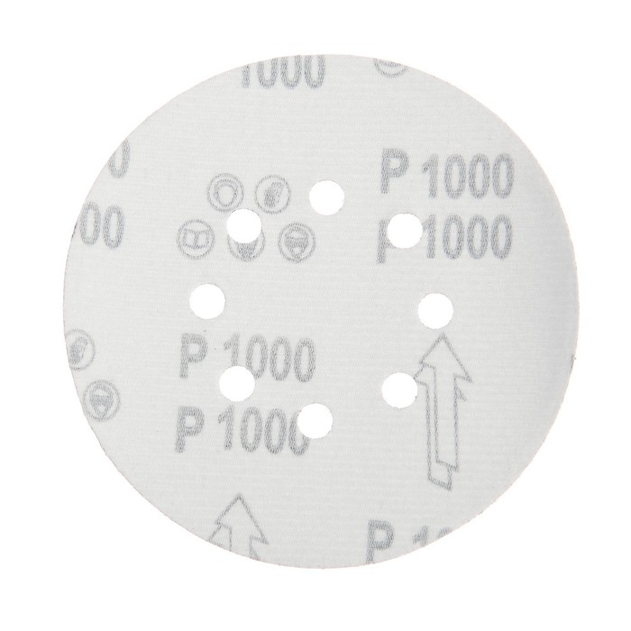 Круг абразивный шлифовальный под "липучку" ТУНДРА, перфорированный, 150 мм, Р1000, 5 шт.