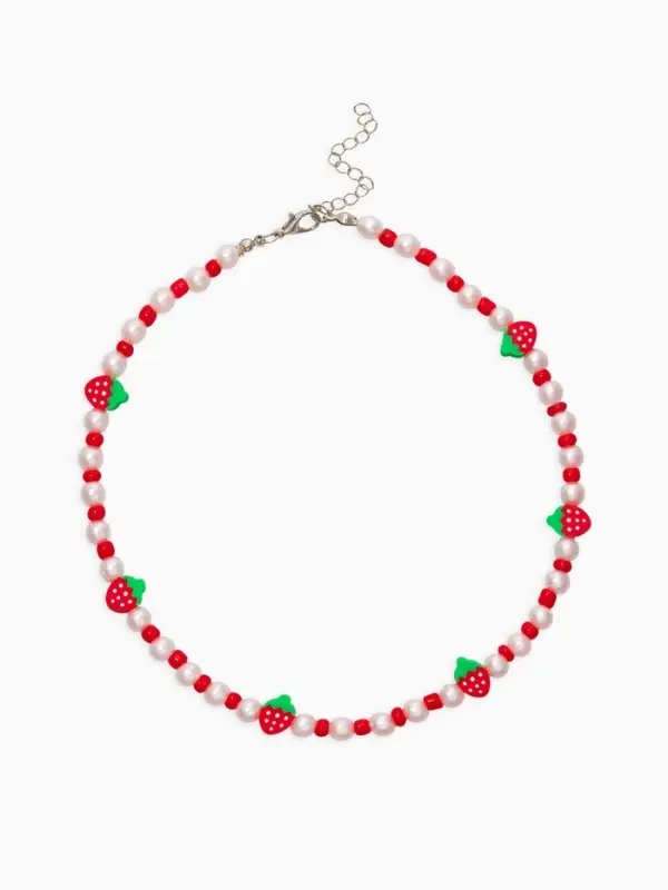 Бусы детские &laquo;Выбражулька. Клубники&raquo;, жемчуг, 34.5 см, красно-белый