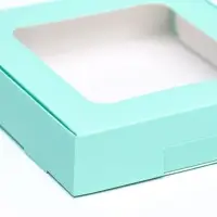 Коробка самосборная с окном, мятная, 13&times;13&times;3 см