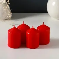 Свеча-цилиндр 4х6 см, 70 гр (набор 4 шт) красный