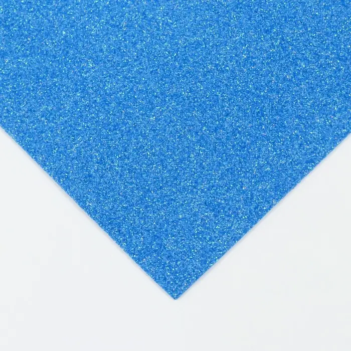 Фоамиран глиттерный 2 мм, 50х50 см, синий Н05