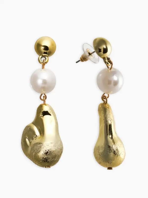 Серьги жемчуг "Борокко". цвет белый в золоте