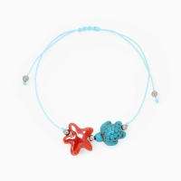 Браслет &laquo;Заезда&raquo; на нити, черепашка, красный в серебре