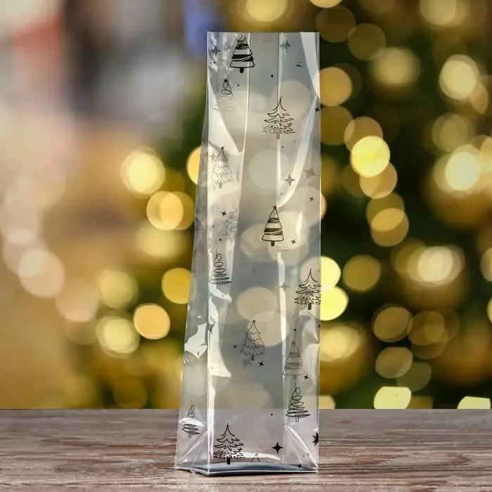 Пакет подарочный новогодний с жёстким дном 6&times;8&times;30 см