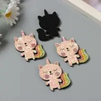 Декор для творчества войлок блеск "Котик единорог" 5х4 см
