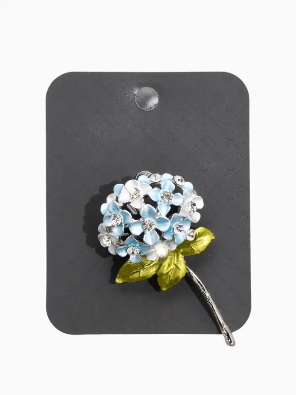 Брошь "Цветок Гортензии", цветная  в серебре