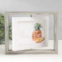 Фоторамка МДФ на 2 фото 10х15 см "Вертушка двусторонняя" серо-голубая 21,5х3х16,3 см