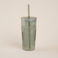 Стакан стеклянный с силиконовой трубочкой SL Home &laquo;Идиллия&raquo;, 650 мл, 8,5&times;24 см, цвет зелёный