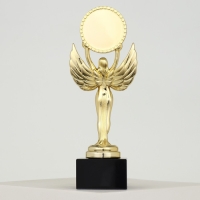 Наградная фигура &laquo;Ника с шаром&raquo;, подставка камень черная, 19 х 7 х 5 см