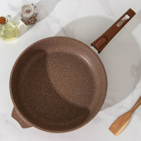 Сковорода &laquo;Гранит&raquo;, d=30 см, съёмная ручка, стеклянная крышка, антипригарное покрытие, цвет коричневый