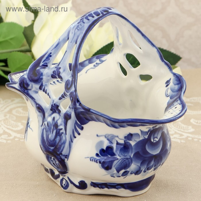 Конфетница &laquo;Весна&raquo;, 21&times;13&times;18 см, гжель