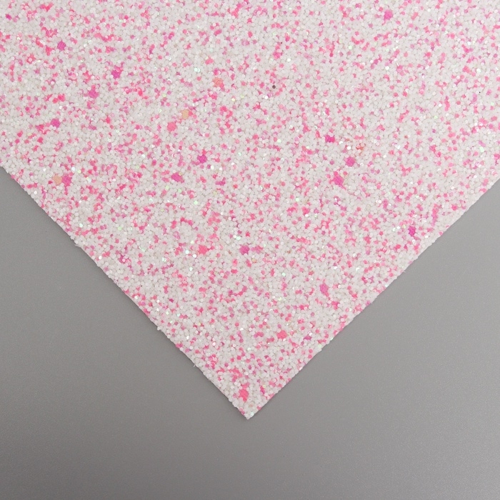 Лист для творчества иск.кожа "Блёстки" бело-розовый лист 33х20 см толщина 1,6 мм