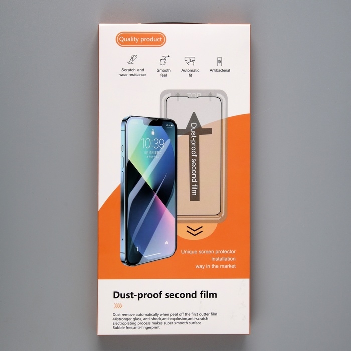 Защитное стекло для iPhone 14 Pro, с рамкой для установки, полный клей, 9H, 0.33 мм