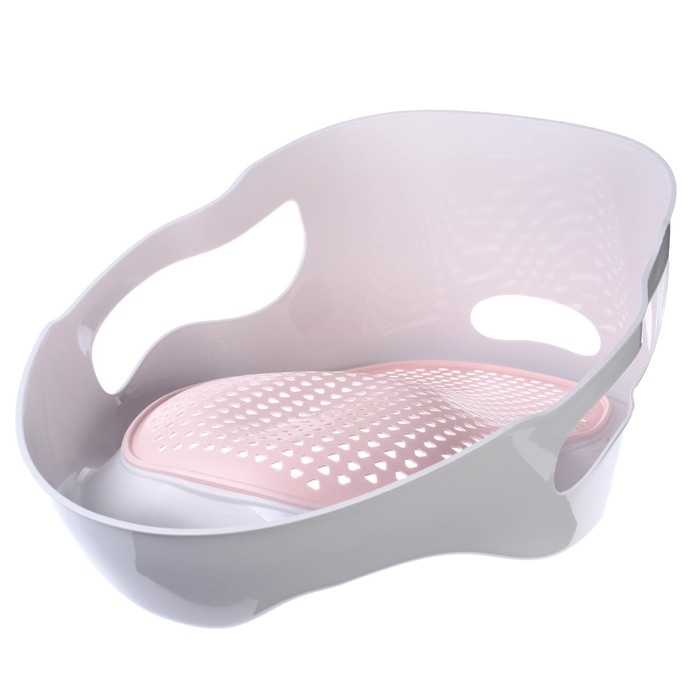 Лежак - горка для купания, цвет белый/розовый 0-6 мес, р-р 43х30х19см