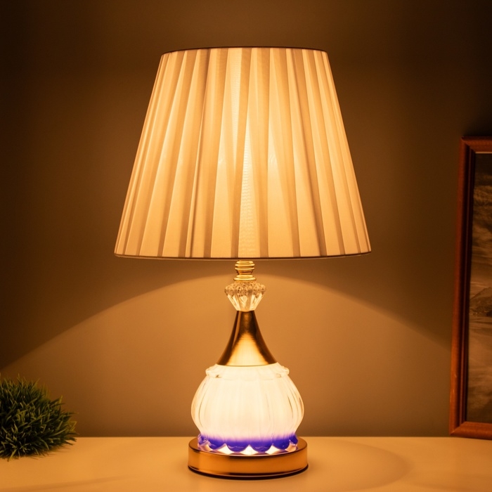 Лампа настольная "Ева" 1х40Вт Е27 1х4Вт LED золото/синий 25х25х42см