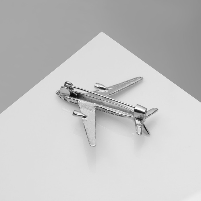 Брошь &laquo;Самолёт&raquo;, цвет серебро
