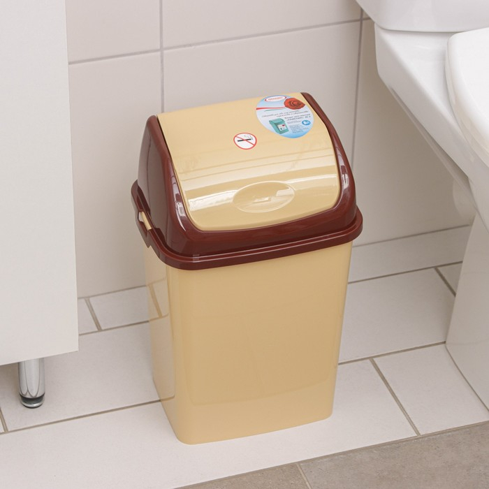 Контейнер для мусора &laquo;Камелия&raquo;, 8 л, цвет бежевый/коричневый