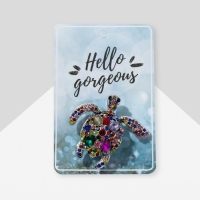 Брошь &laquo;Черепаха&raquo;, цветная в чернёном серебре