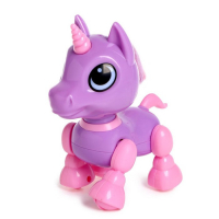 Робот единорог &laquo;Питомец&raquo; IQ BOT, интерактивный: с записью звуков, реагирует на хлопки, звук, свет, на батарейках, фиолетовый