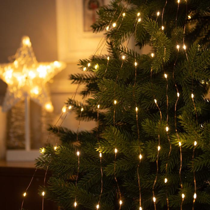 Гирлянда &laquo;Конский хвост&raquo; 10 нитей по 2 м, IP20, медная нить, 200 LED, свечение тёплое белое, 12 В