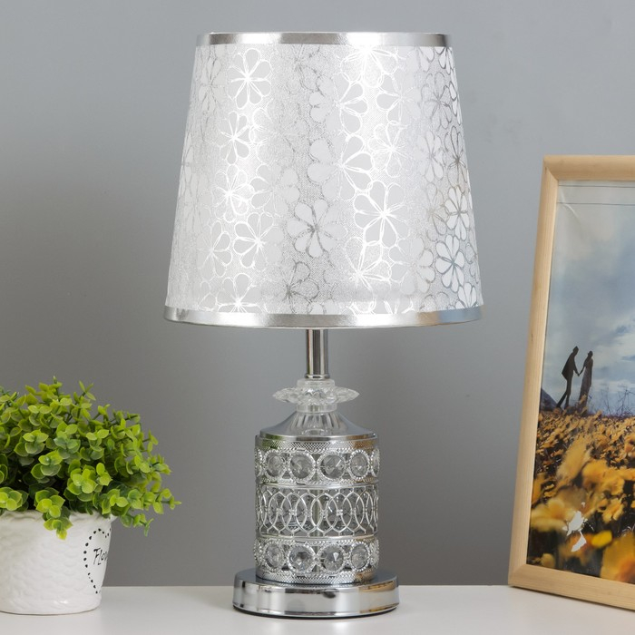 Лампа настольная "Блеск" 1x60Вт E27 хром низ подсветка 23х23х42 см RISALUX