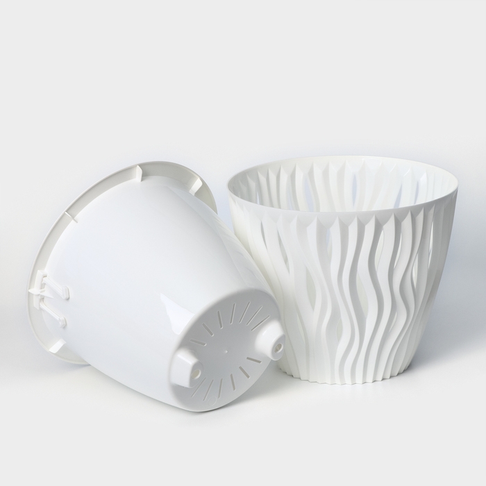 Кашпо для цветов со вставкой &laquo;Вдохновение&raquo;, 2,25 л, d=17,5 см, h=15 см, белое