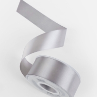 Лента атласная двухсторонняя №837 38мм*25&plusmn;1м серебряный TR