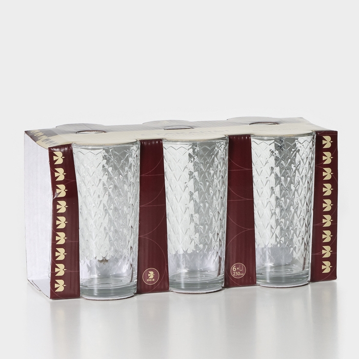 Набор стеклянных стаканов &laquo;Кристалл&raquo;, 230 мл, 6 шт