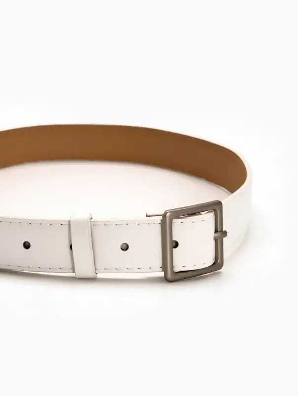 Ремень жен 05-01-02-01, Июнь2508, 3*0,3*110 см, без винта, пряж мат металл, 1 прокол, белый   109031