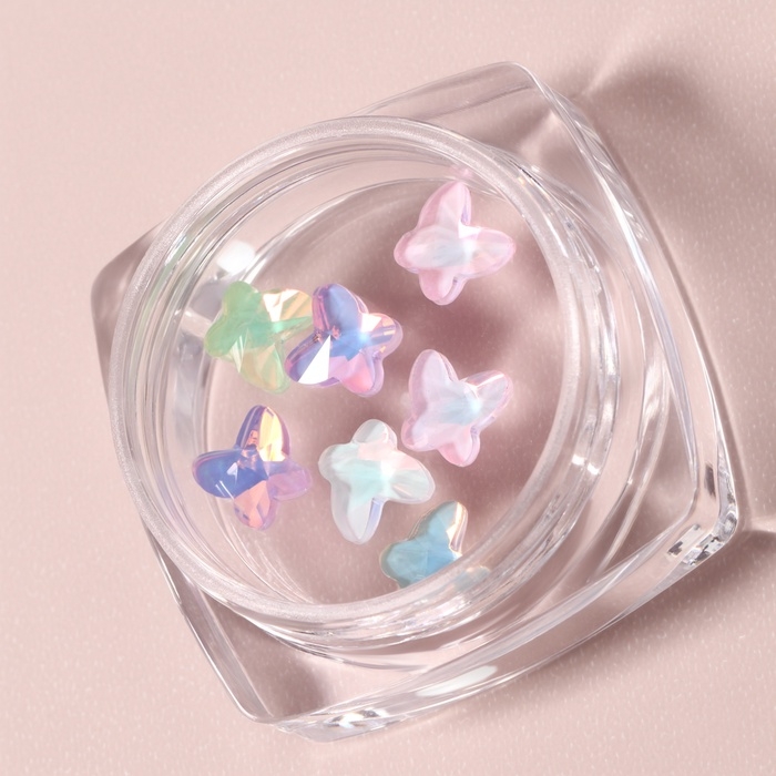 Фигурки для дизайна ногтей &laquo;Витражные бабочки&raquo;, объёмные, разноцветные