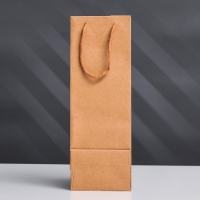 Пакет под бутылку с пластиковым окном 12,5 &times; 8,5 &times; 36 см, крафт