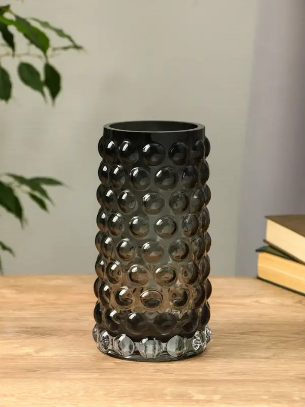 Ваза стекло настольная "Валери" шарики, 23х11 см, серый