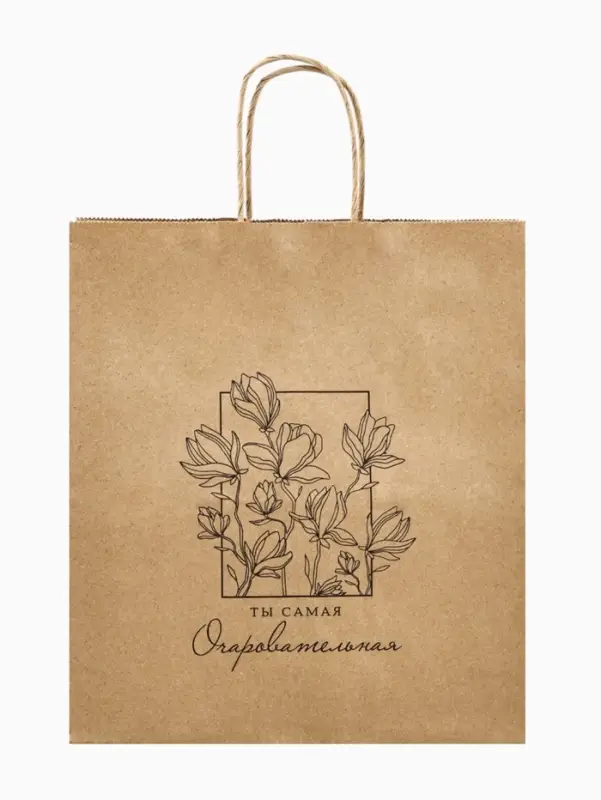 Пакет подарочный крафтовый &laquo;Цветочный&raquo; 22 х 25 х 12 см