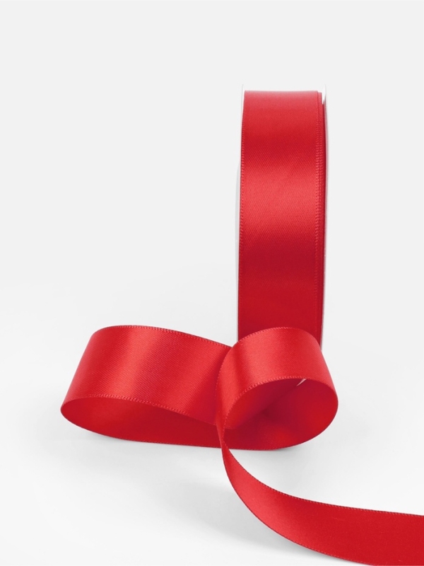 Лента атласная двухсторонняя №0250 25мм*25&plusmn;1м алый TR