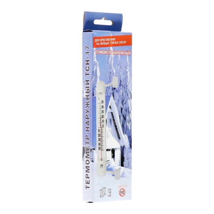 Термометр, градусник уличный, на окно, на липучке, от -50&deg;С до +50&deg;С, 21 х 6.5 см