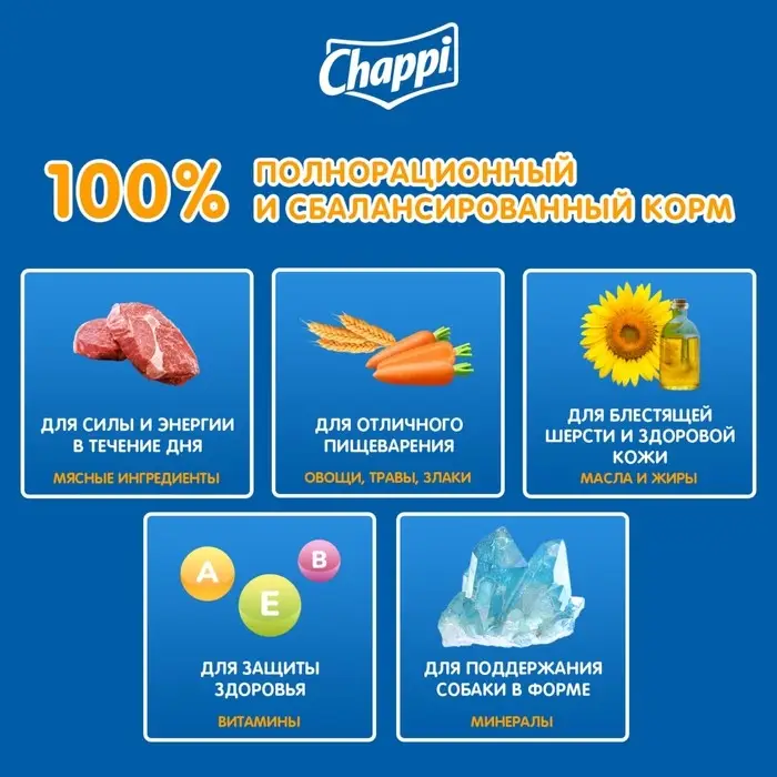 Сухой корм Chappi для собак, с говядиной по-домашнему, 600 г