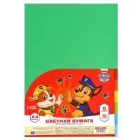 Цветная бумага тонированная, А4, 12 листов, 6 цветов, немелованная, двусторонняя, в пакете, 80 г/м&sup2;, &laquo;Щенячий патруль&raquo;