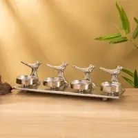 Подсвечник на 4 свечи "Птенцы" алюминий 32,5х9х7 см