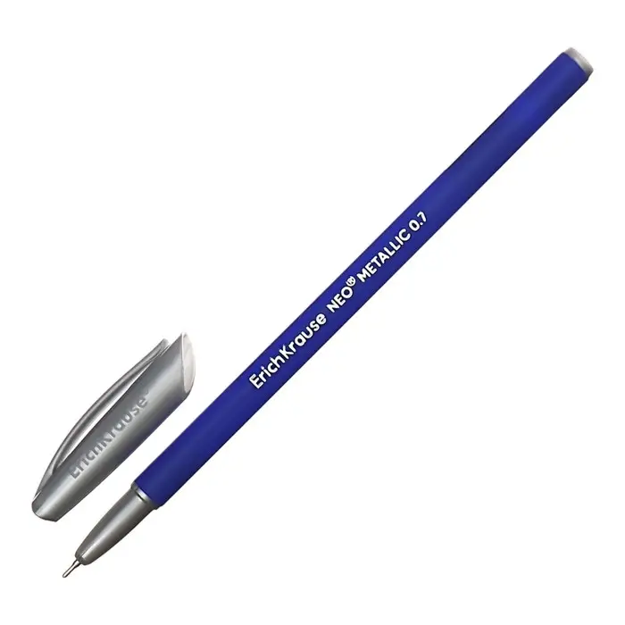 Ручка шариковая ErichKrause Neo Stick Metallic, узел 0.7 мм, чернила синие, длина линии письма 2000 метров