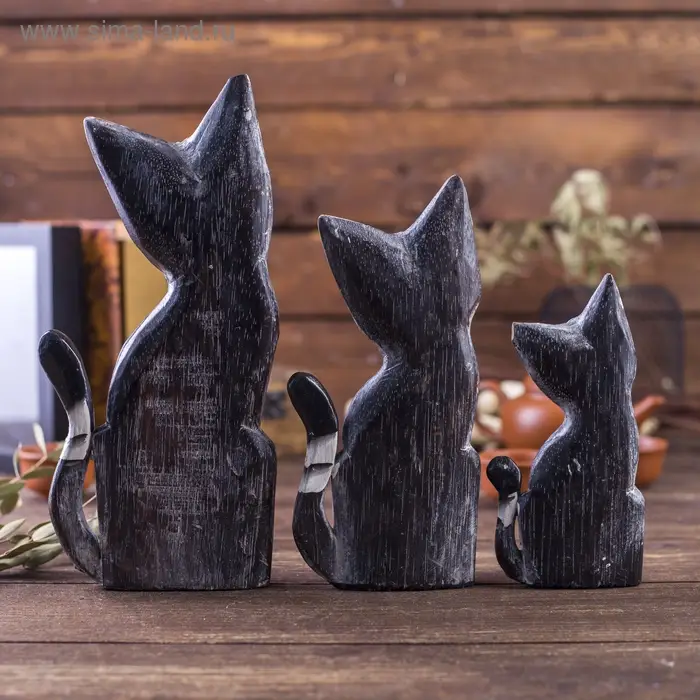 Сувенирный набор дерево "Кошки коричневые" (15,20,25) 15х8х25 см