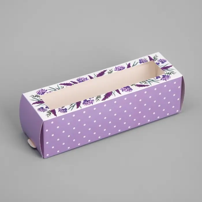 Коробка для макарун, кондитерская упаковка &laquo;Лаванда&raquo;, 18 х 5.5 х 5.5 см