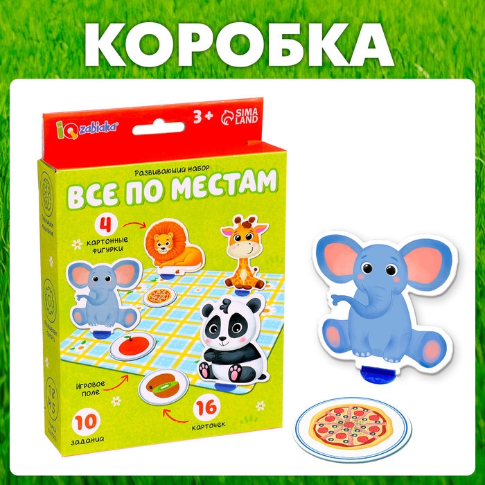 Развивающий набор &laquo;Всё по местам&raquo;, 16 карточек, 10 заданий, 3+