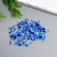Бисер стекло 6/0 - 15/0 &laquo;Ассорти синее&raquo; d=1.5-4 мм, н-р 10 г