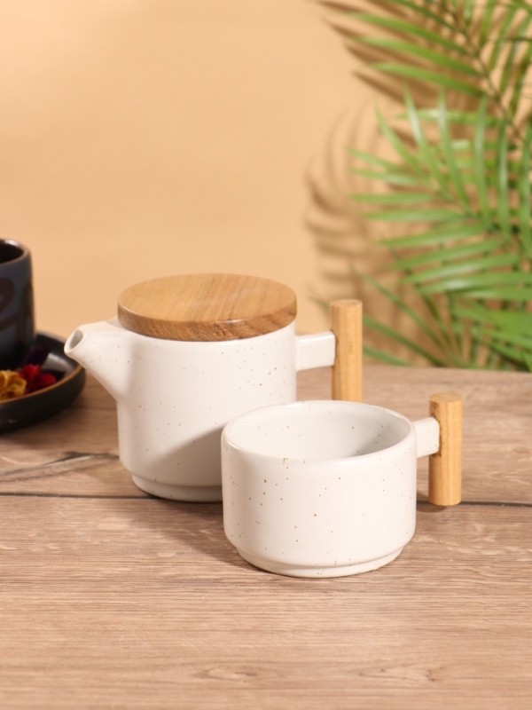 Набор для чаепития &laquo;Атика&raquo; керамический, белый, чайничек + кружка