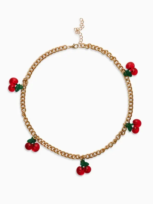 Цепь с подвесами "Вишня", цветная в золоте