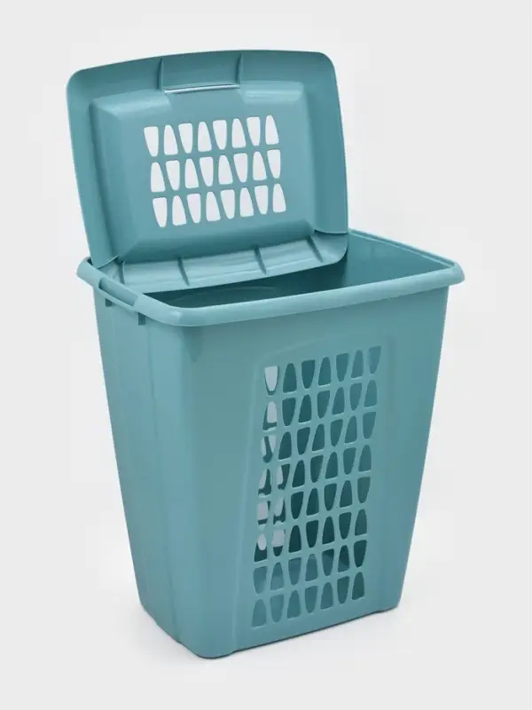 Корзина для белья с крышкой &laquo;Молетта&raquo;, 60 л, 47.9&times;36.9&times;55 см, прямоугольная, бирюзовая