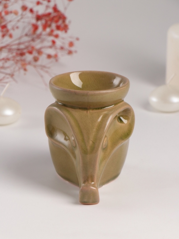 Аромалампа керамика "Слонёнок" тёмно-оливковая 8х10х9 см