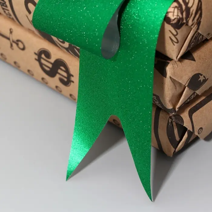 Бант - бабочка, Металлизированный с глиттером №4.5, зелёный